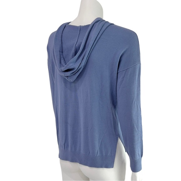Rachel Zoe Weekend Hoodie Lightweight Knit Sweater Pullover Top Long Sleeve Blue - Picture 6 of 14